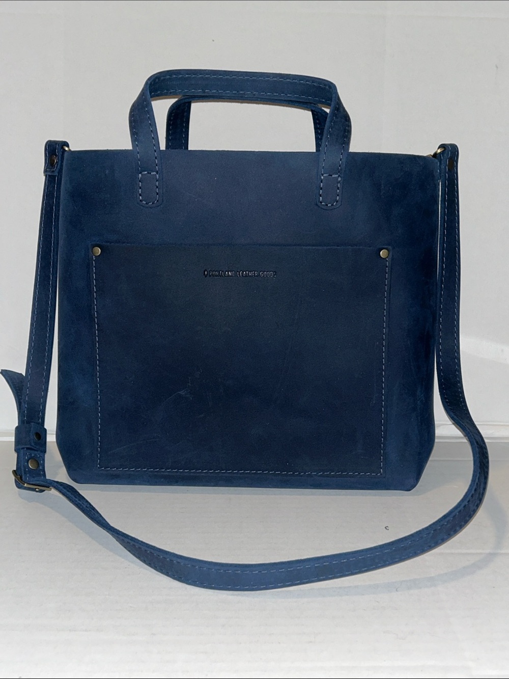 Portland Leather Goods blue tote shoulder bag crossbody